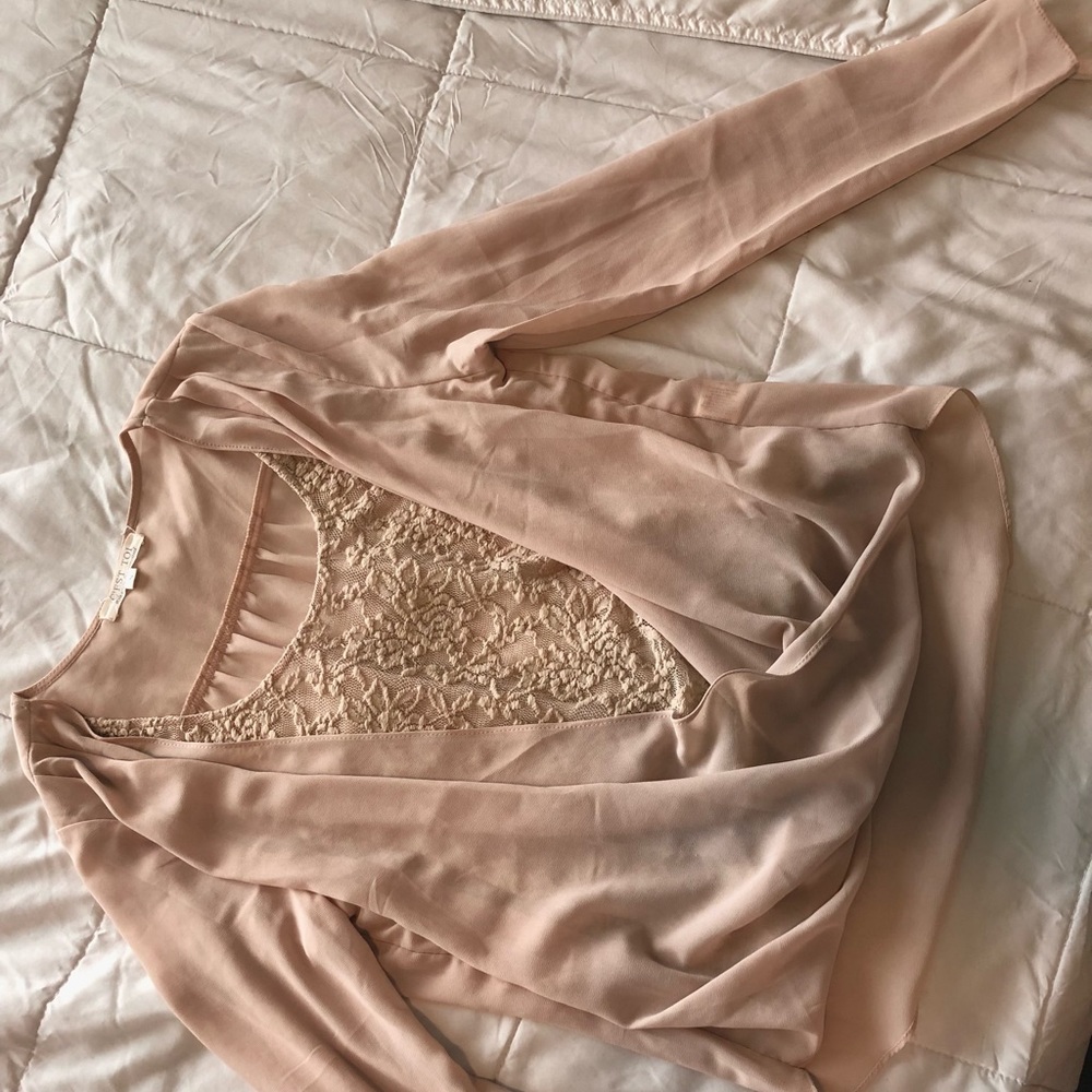 Nude long sleeve top, size S